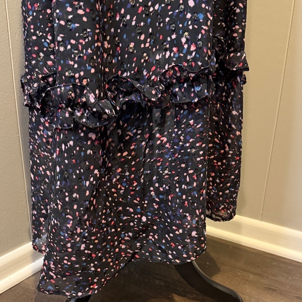 Aqua Women’s Large Black and Pink Ruffle Smocked Maxi Dress - Picture 5 of 9